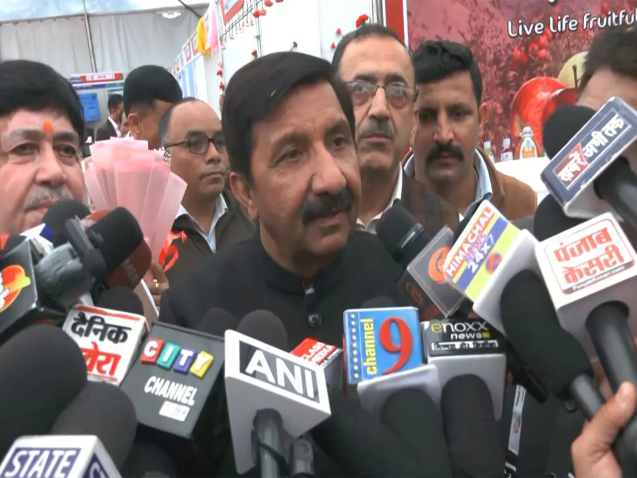 Deputy Chief Minister Mukesh Agnihotri talking to press (Photo/ANI)