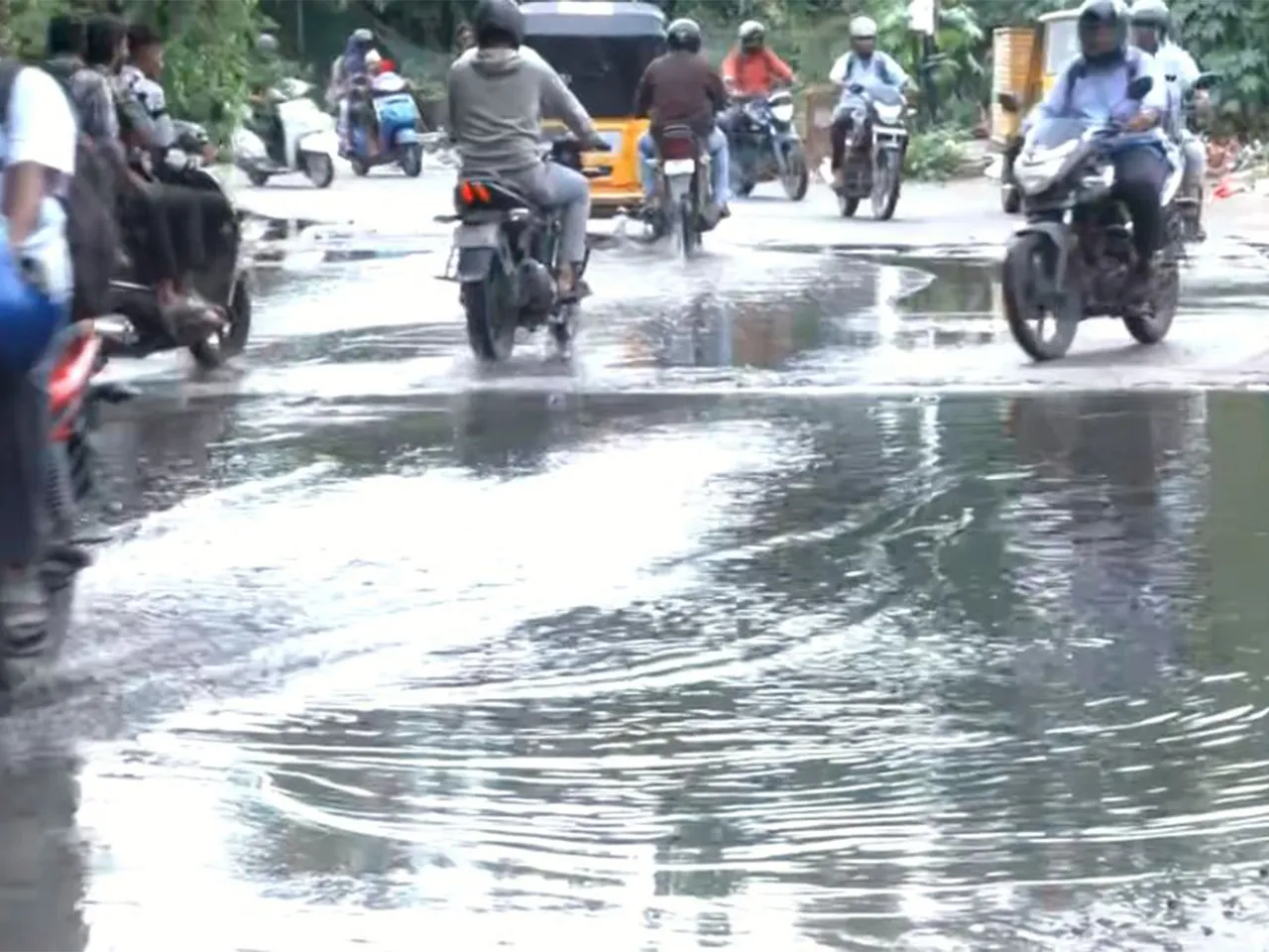Waterlogging near railway underbridge at near Kachiguda area in Hyderabad. (Photo/ANI)