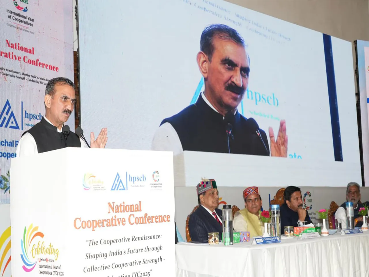 Himachal CM Sukhvinder Singh Sukhu addresses valedictory session of National Cooperative Conference in Shimla (Photo/ANI)