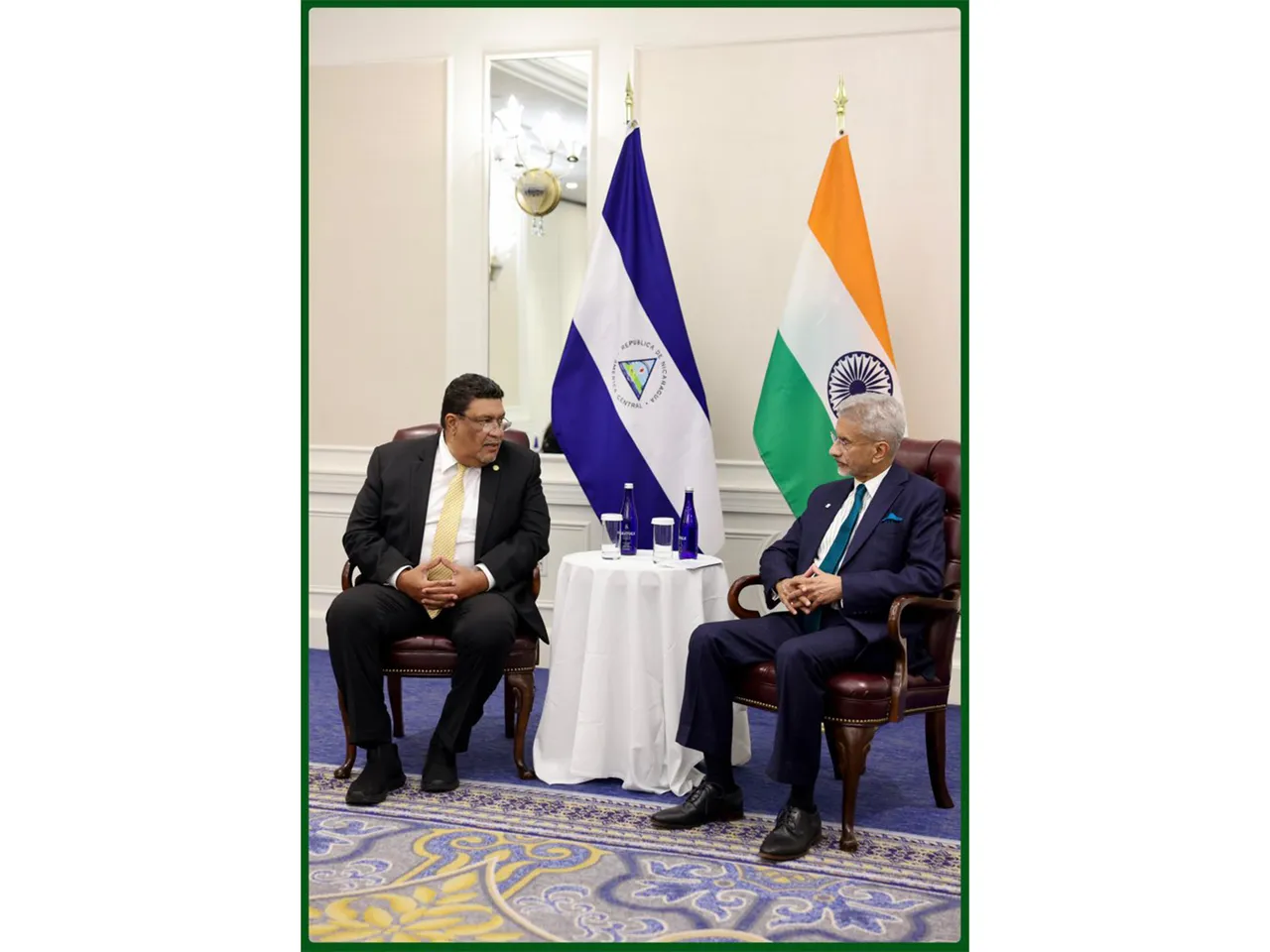 External Affairs Minister S Jaishankar with Nicaragua FM Valdrack Ludwing Jaentschke Whitaker (Image: X@DrSJaishankar)