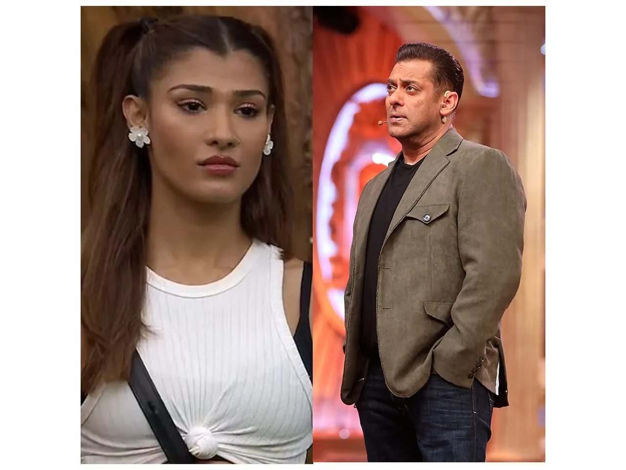 Nehal Chudasama, Salman Khan (Photo/Instagram@nehalchudasama9@jiohotstarreality)