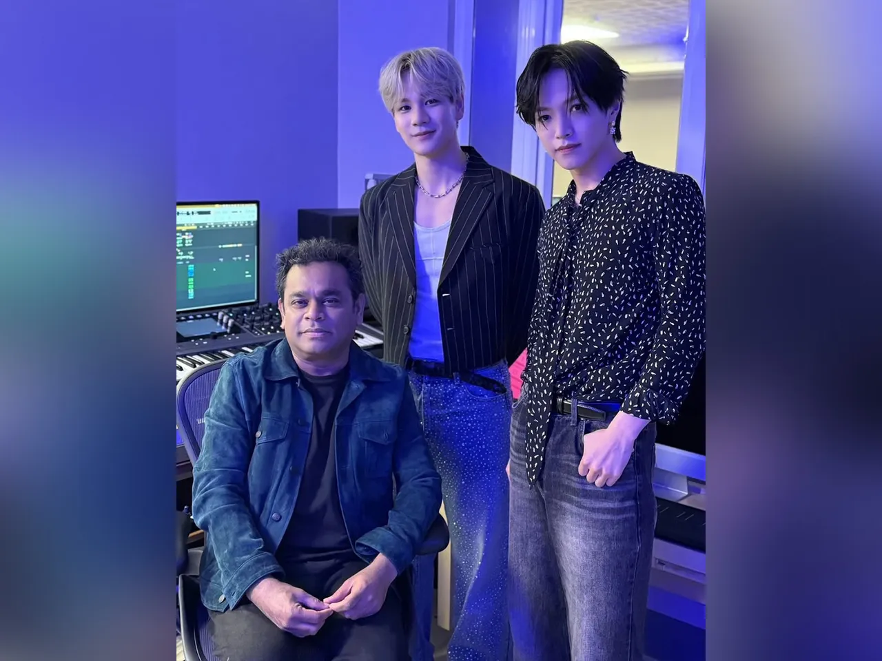 AR Rahman, JO1 members Mame and Shosei (Photo/Instagram@arrahman)