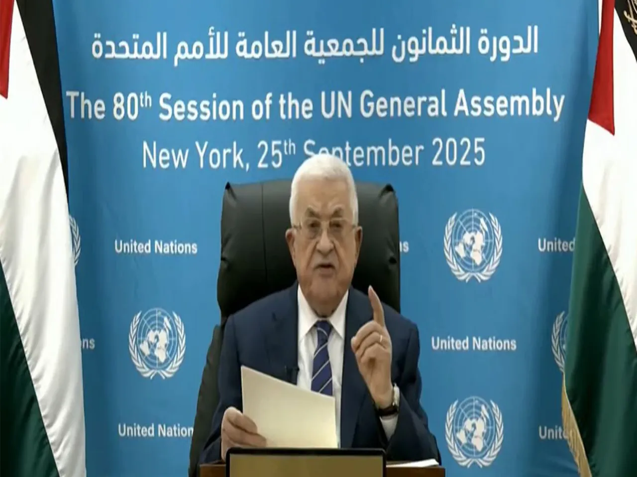 Palestinian President Mahmoud Abbas addresses the 80th UNGA session via video link (Photo/YouTube)