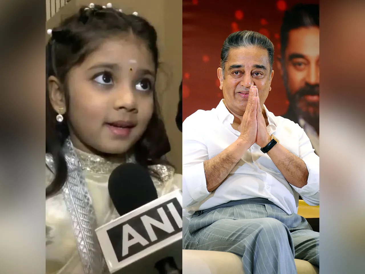 Child actor Treesha Thosar, Kamal Haasan (Photo: ANI)