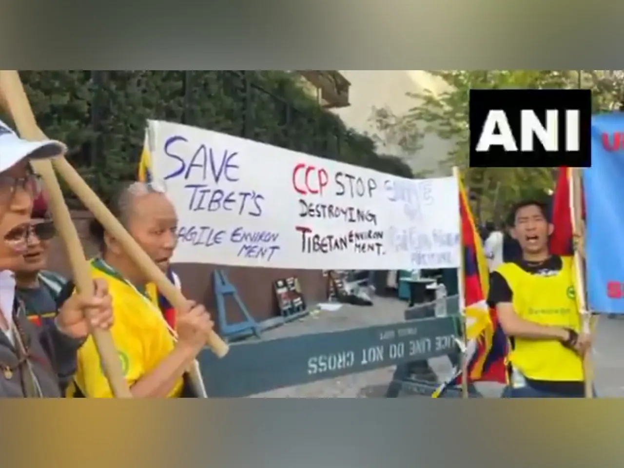 Tibetan activists gathered outside the United Nations headquarters in New York (Photo/ANI)
