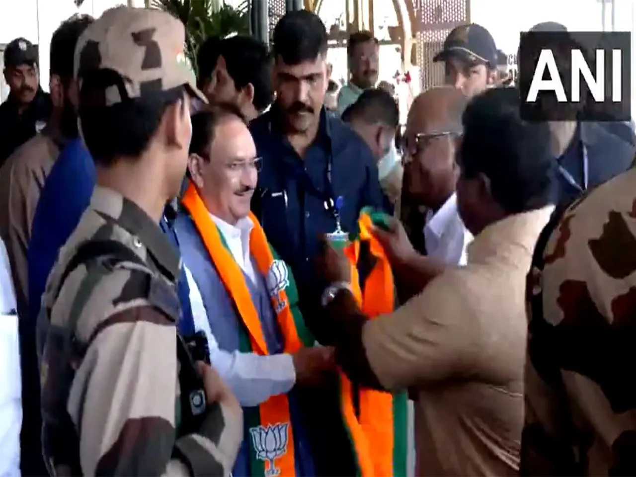 BJP President JP Nadda lands at Thiruvananthapuram International Airport (Photo/ANI)