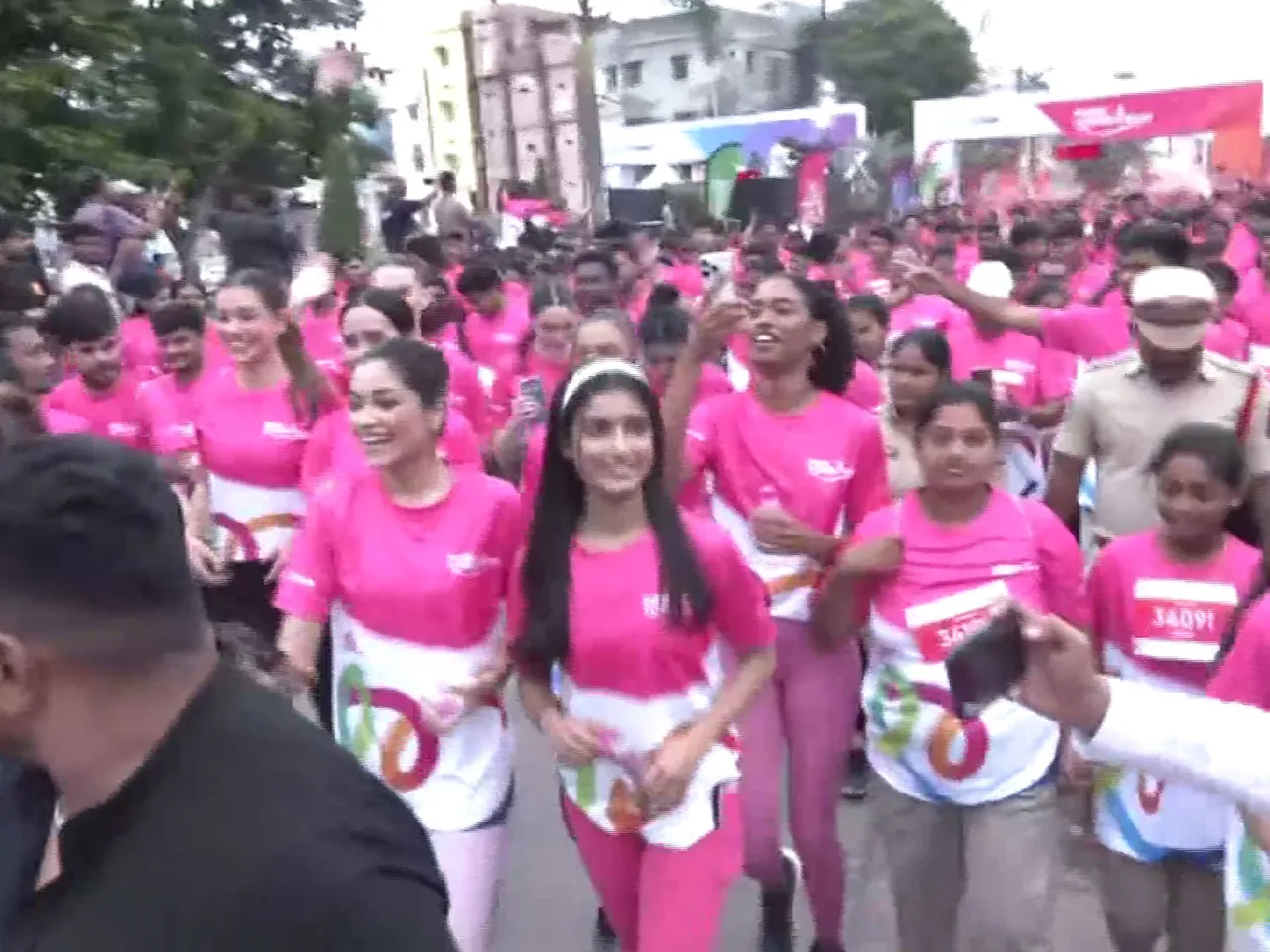 'Pink Power Run 2025' held in Hyderabad. (Photo/ANI)