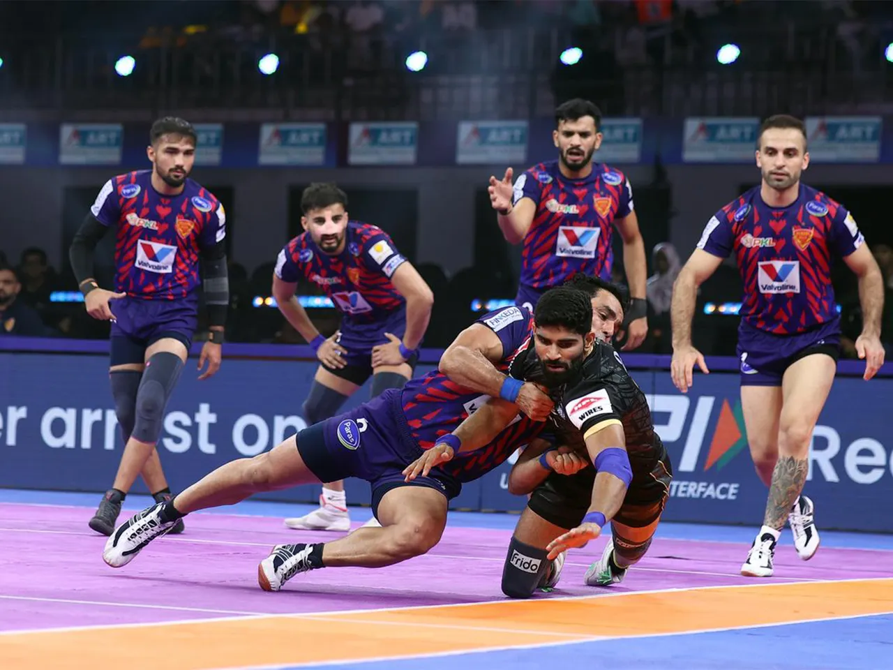 Dabang Delhi and Haryana Steelers in action. (Photo: ANI)
