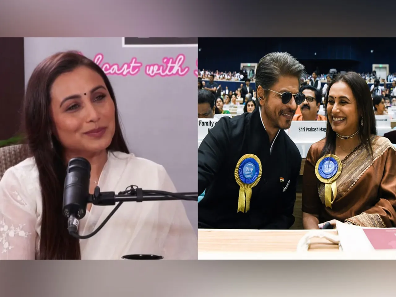 Rani Mukerji (L), SRK with Rani (R) (Photo/ANI)