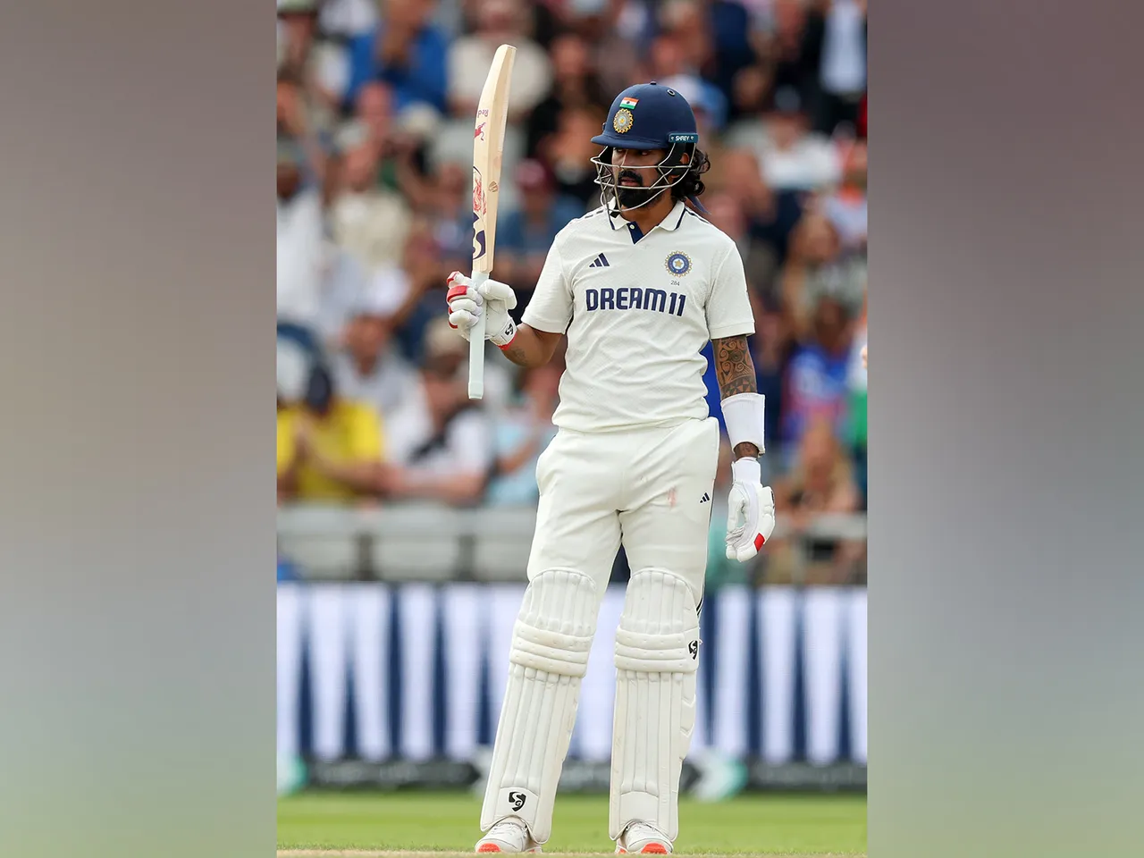 KL Rahul celebrates his half century. (Photo/ANI)