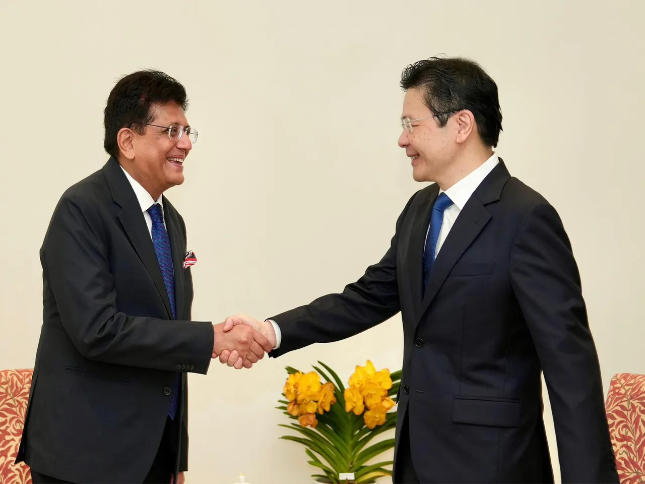 Union Minister of Commerce & Industry Piyush Goyal with Prime Minister of Singapore, Lawrence Wong (Photo/@PiyushGoyal)
