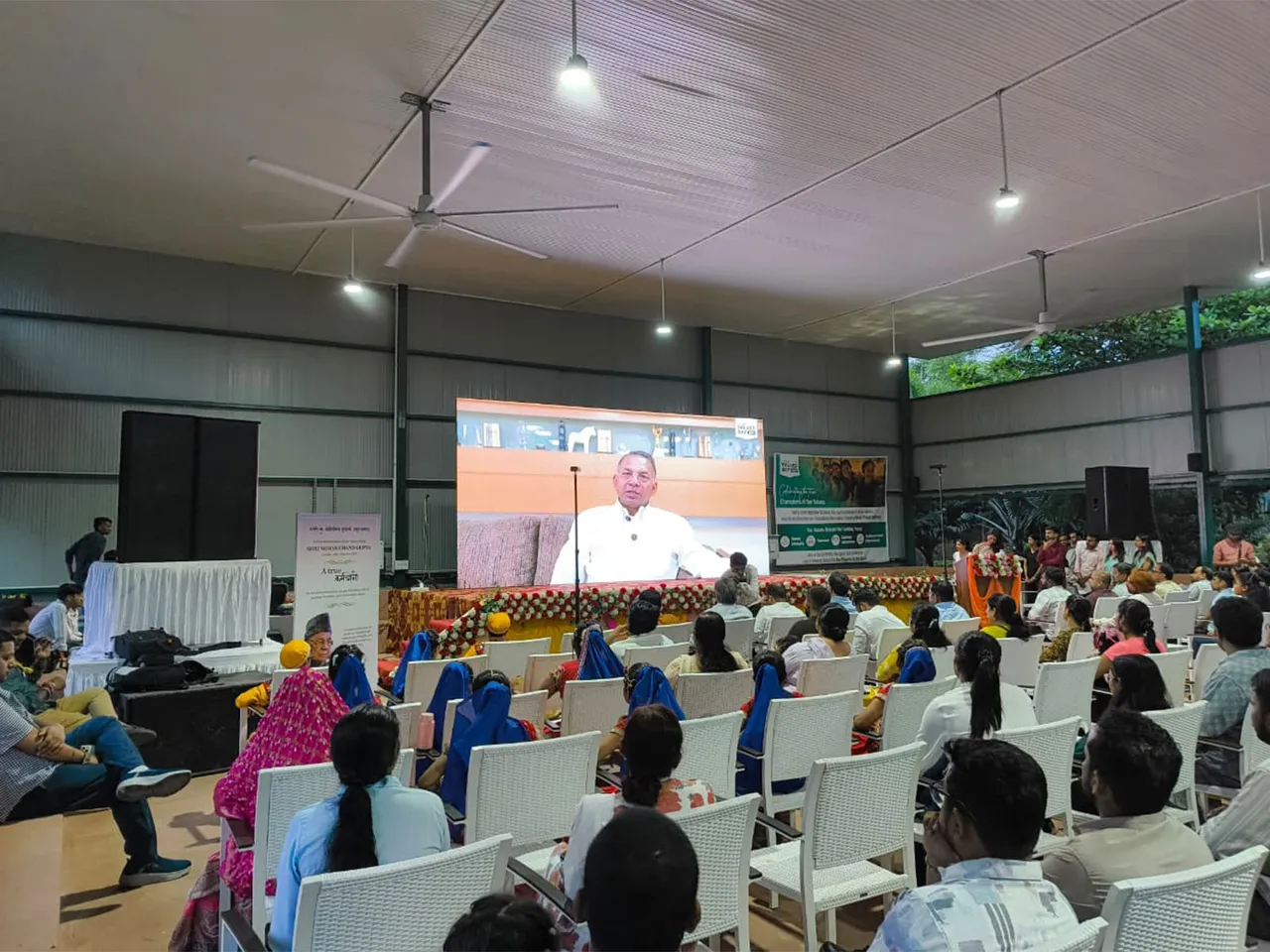 Chairman Emeritus, Padma Shri Rajinder Gupta addressing members through a video message during the Values Day celebrations at Budhni