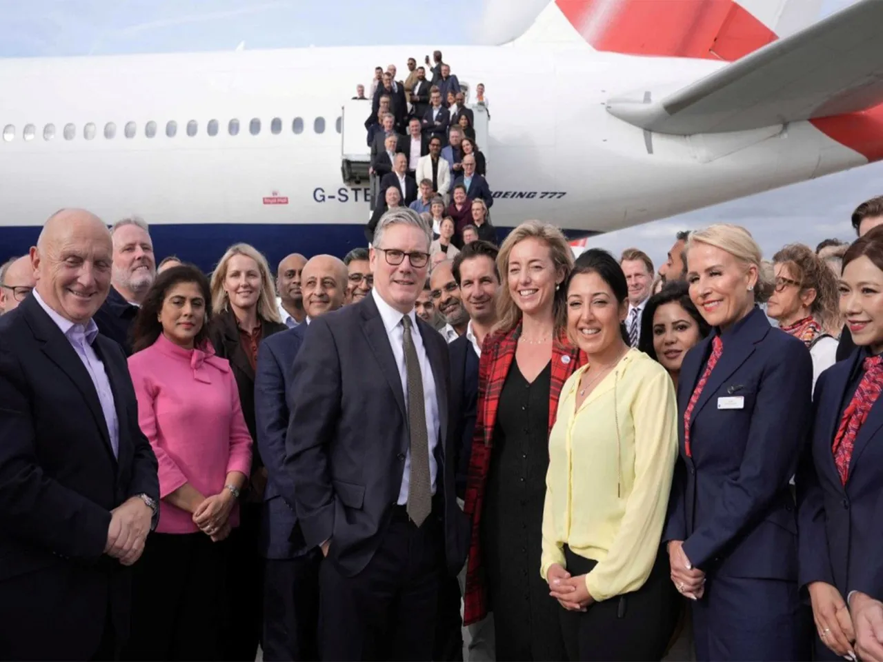 UK Prime Minister Keir Starmer with his business delegation at London’s Heathrow Airport  (Photo/Reuters)