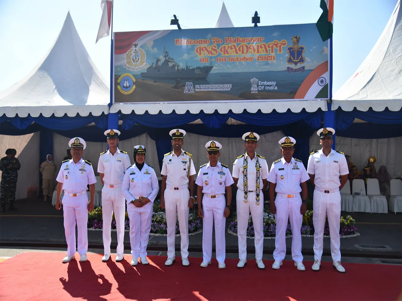 INS Kadmatt welcomed in Indonesia (Photo/ X@indiannavy)