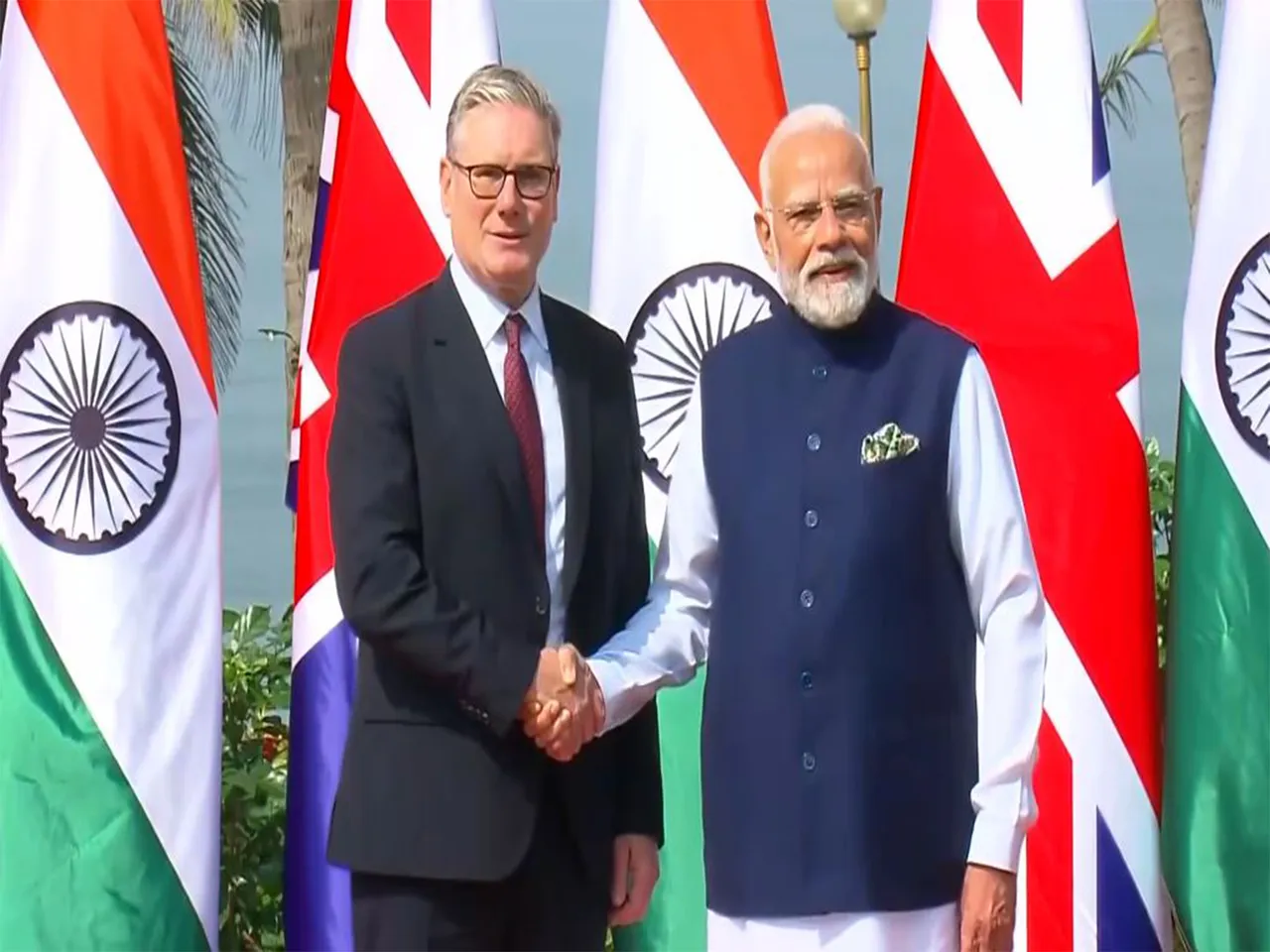 Prime Minister Narendra Modi meets UK PM Keir Starmer (Photo / DD ANI)
