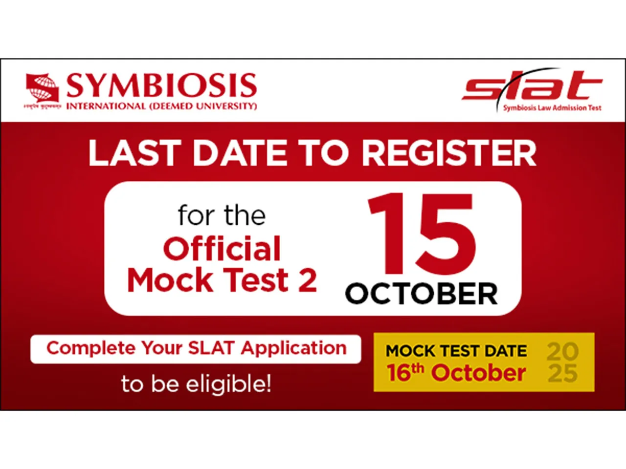Last Chance to Register for SLAT 2026 Mock Test by 15th October – Complete Your Application Now