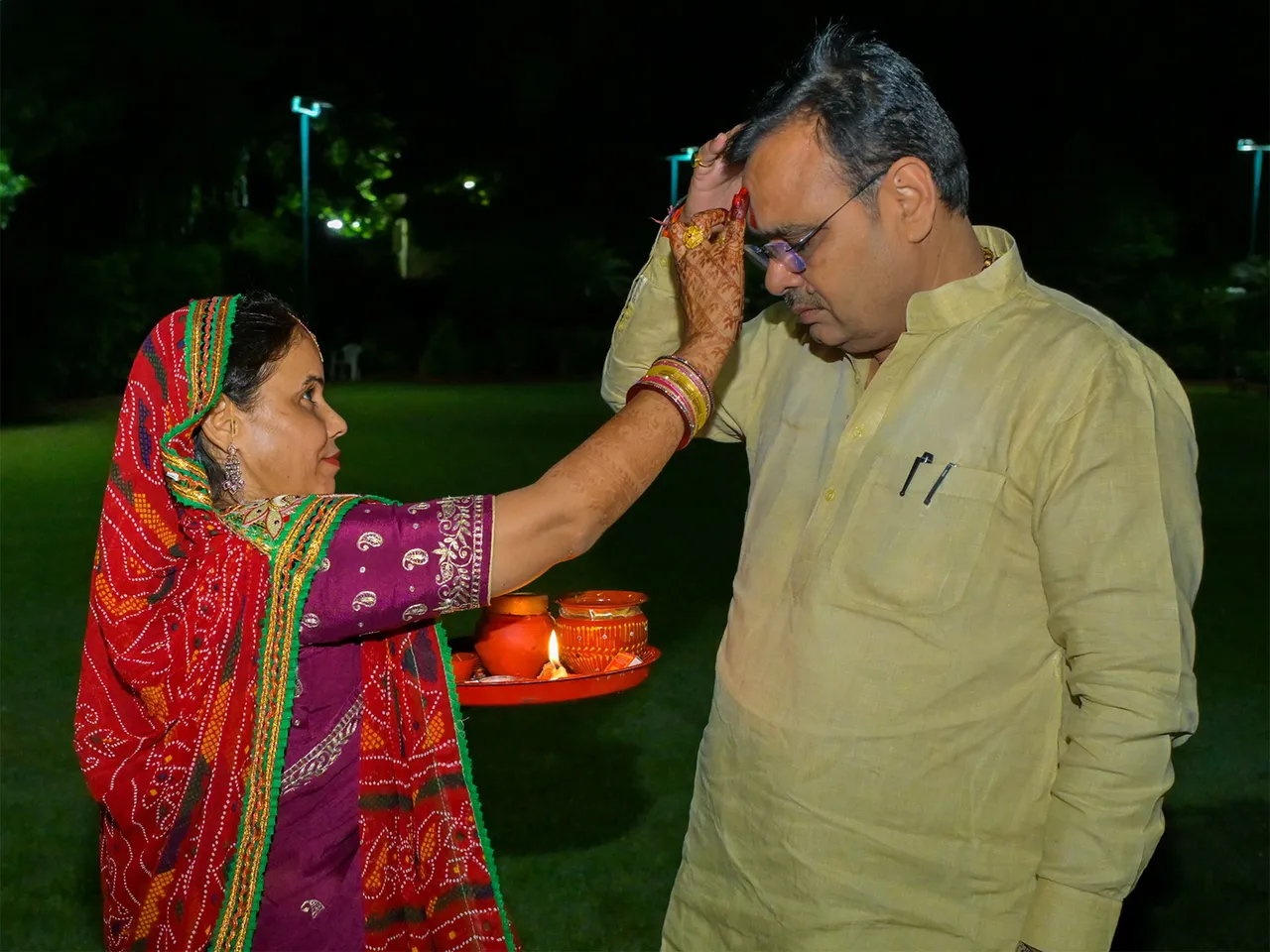 Rajasthan CM Bhajanlal Sharma with wife Geeta Sharma. (Photo/X@BhajanlalBjp)