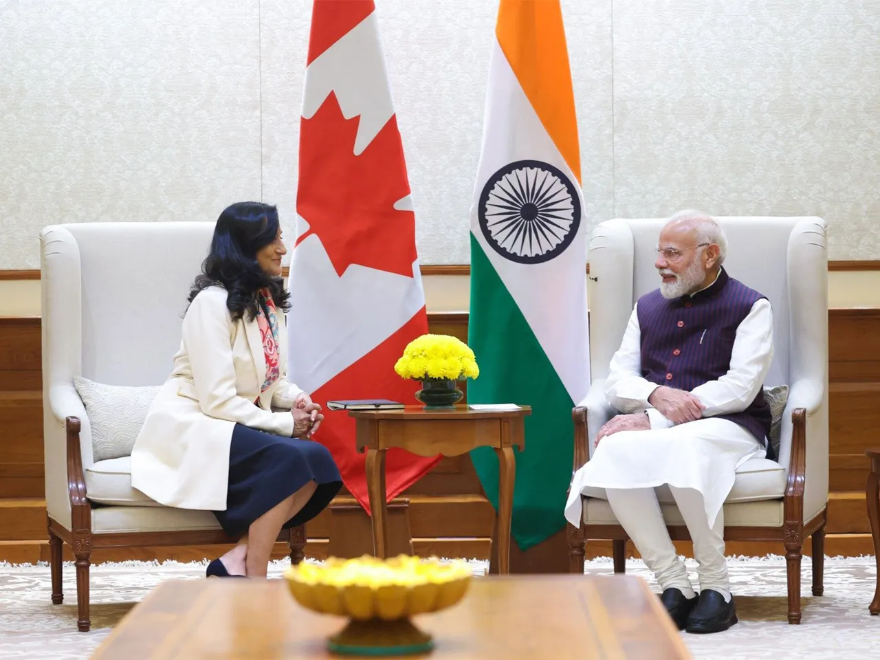 PM Modi meets Canadian FM Anand (Photo/X@narendramodi)
