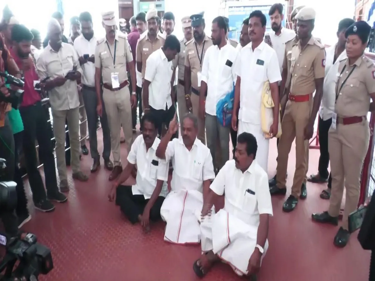 PMK MLAs protest outside Tamil Nadu Assembly (Photo/ANI)