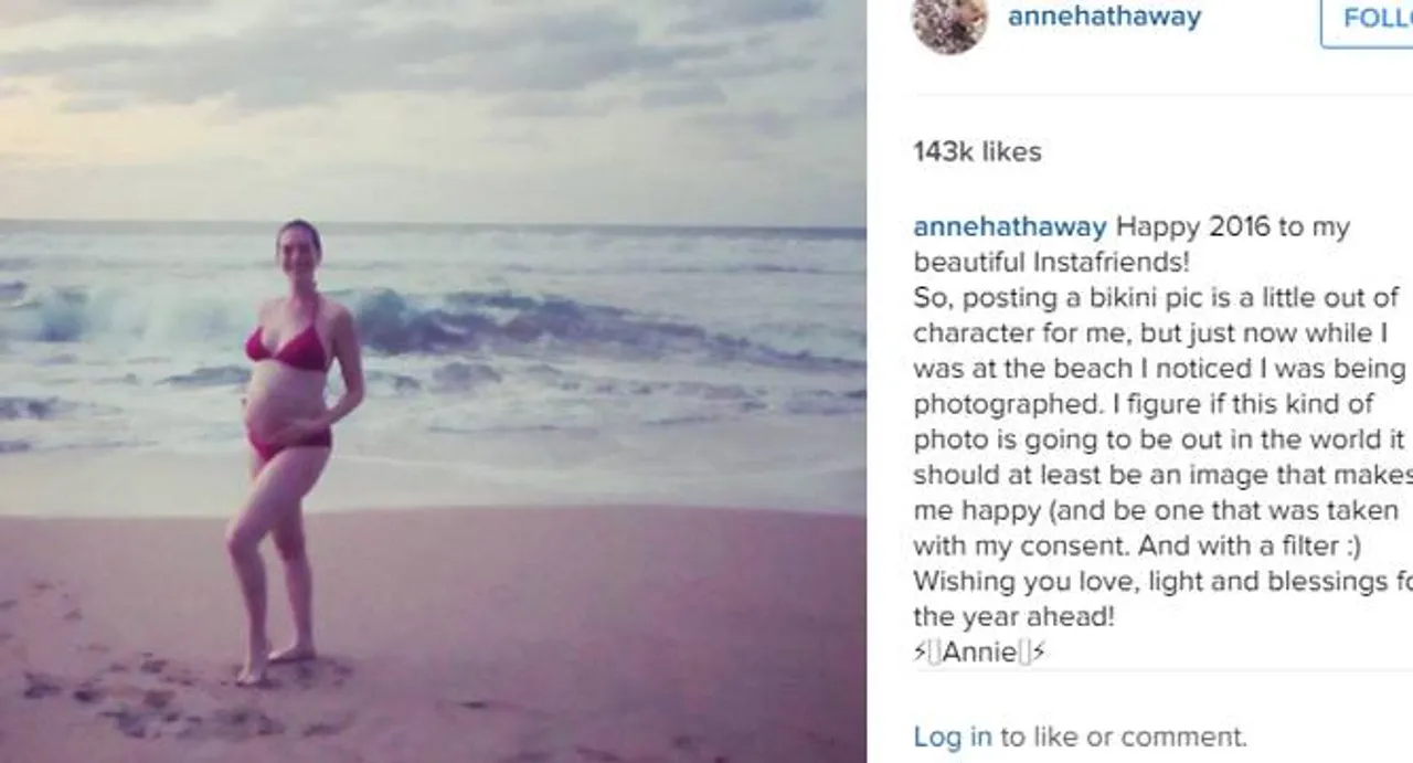 'Princess Diaries' actress Anne Hathaway shows off her baby bump
