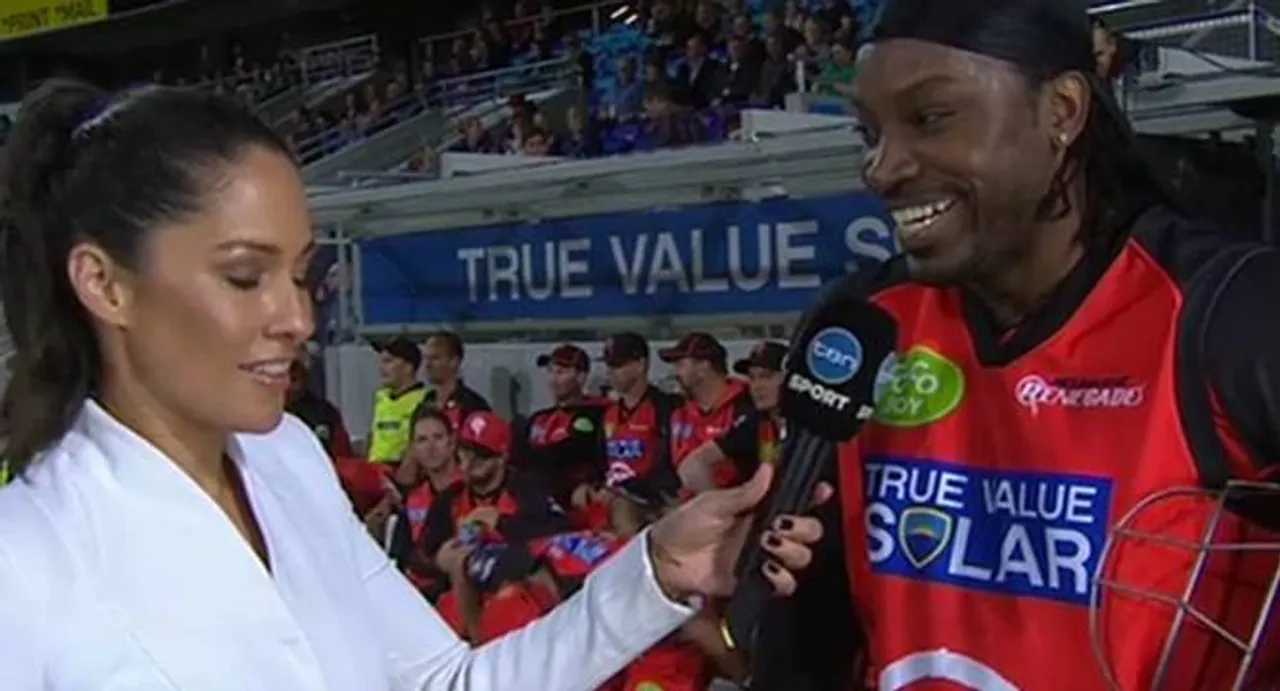 Watch Video: Chris Gayle flirts with female reporte on live TV; gets fined Rs. 4,55,000