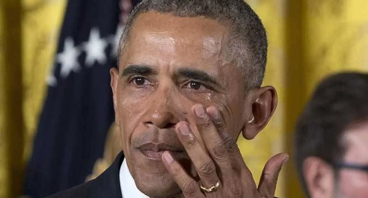 Obama says he was himself surprised by his public crying
