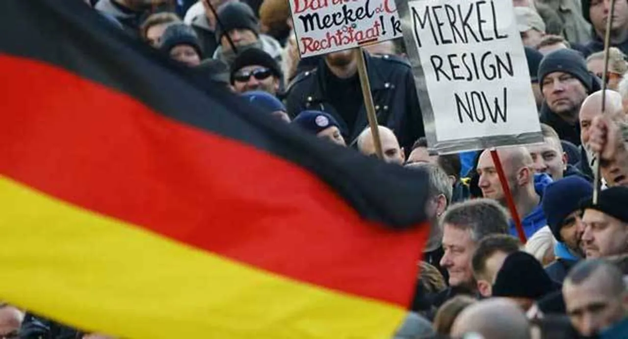 Thousands at far-right rally against Merkel migrant policy