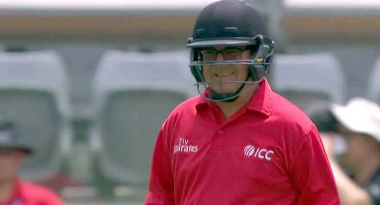Once hit, now wary: Umpire Ward wears helmet in Ind-Aus ODI