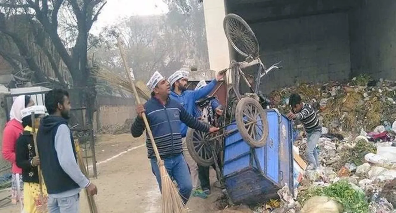 AAP MLAs pick up brooms as sanitation strike enters 5th day