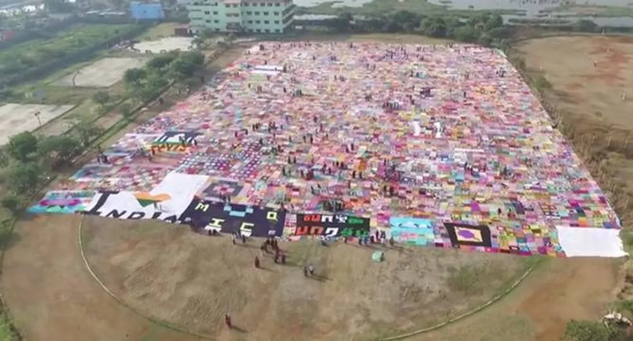 World's largest crochet blanket dissembled and donated to poor families in Chennai