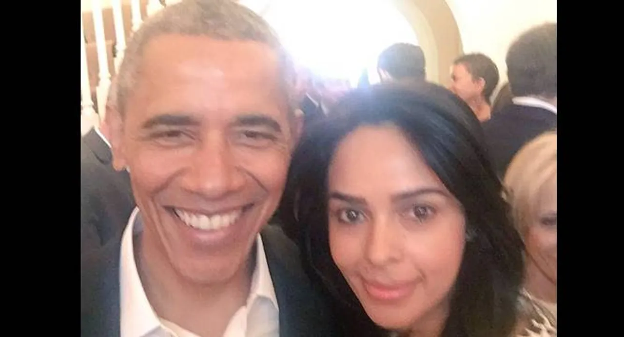 Super Selfie! Mallika Sherawat with Barack Obama