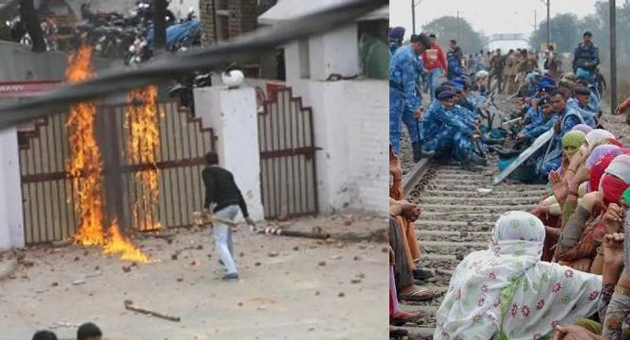 Jat protest: Railway station set on fire in Jind