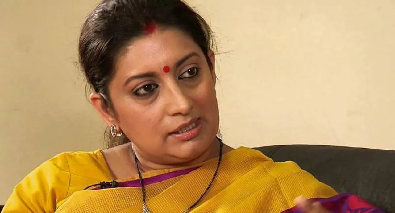NSUI supporters protest outside Smriti Irani's residence, demand her resignation