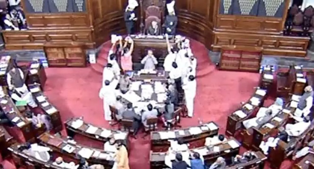 AIADMK members protest against Karti Chidambaram in Parliament