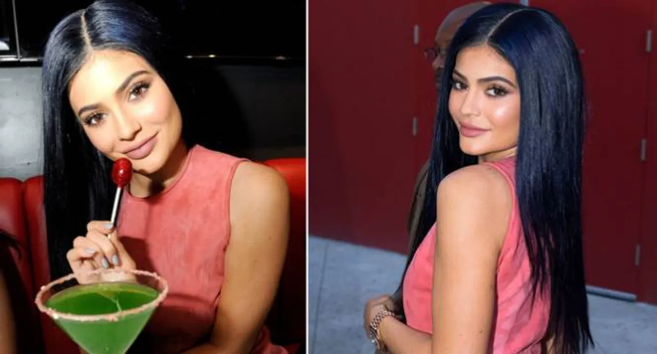 Kylie Jenner debuts navy hair