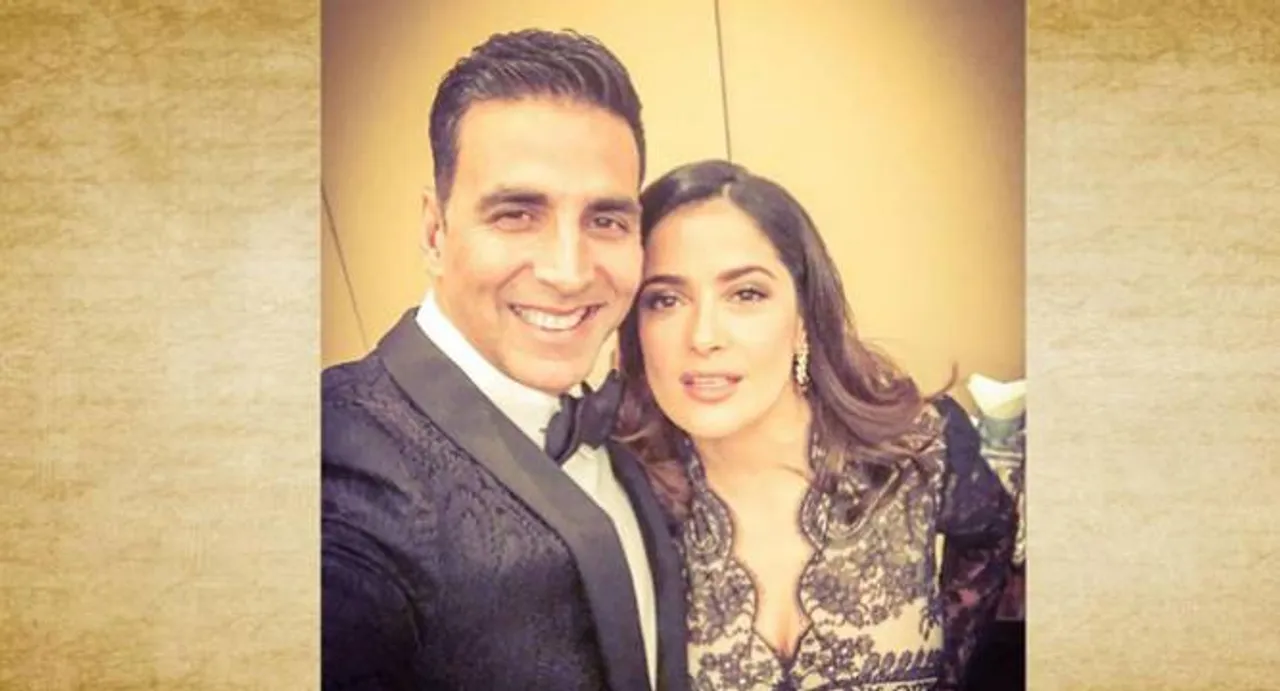 Akshay poses with Salma Hayek, calls it 'selfie of lifetime'