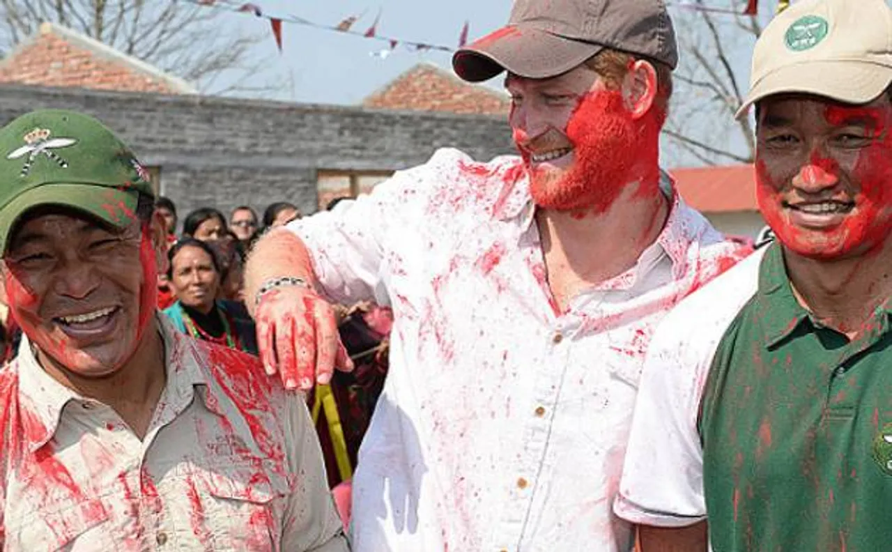 Prince Harry celebrates Holi in Nepal