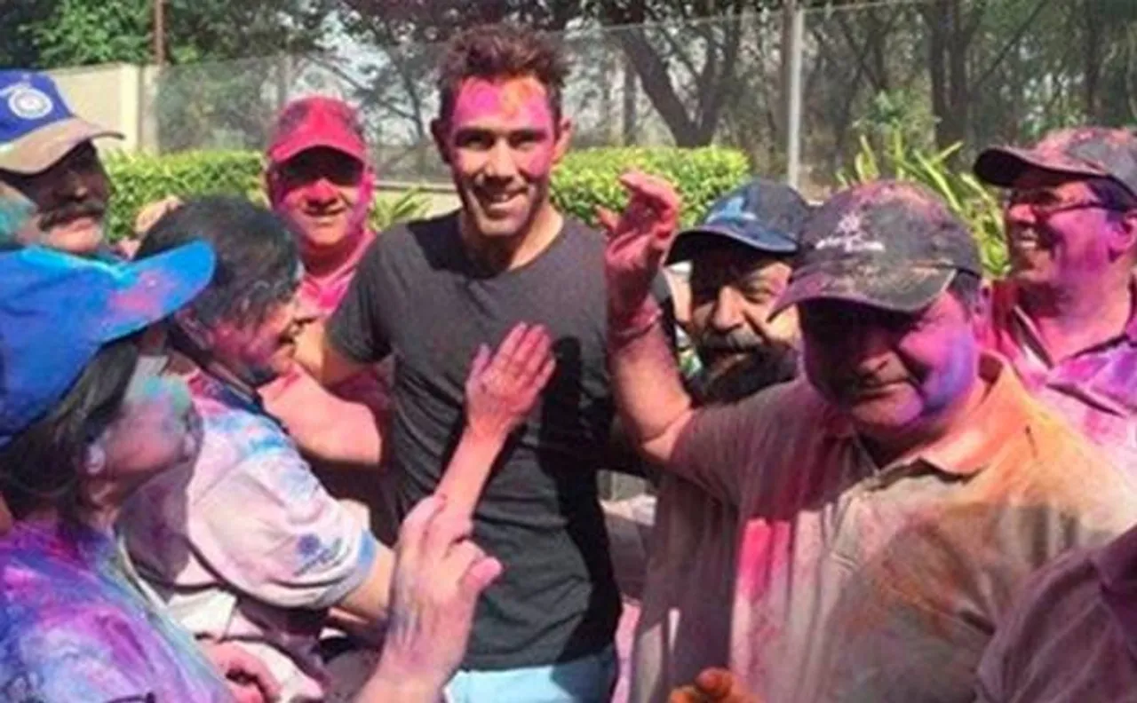 Glenn Maxwell does Bhangra, plays Holi in Chandigarh