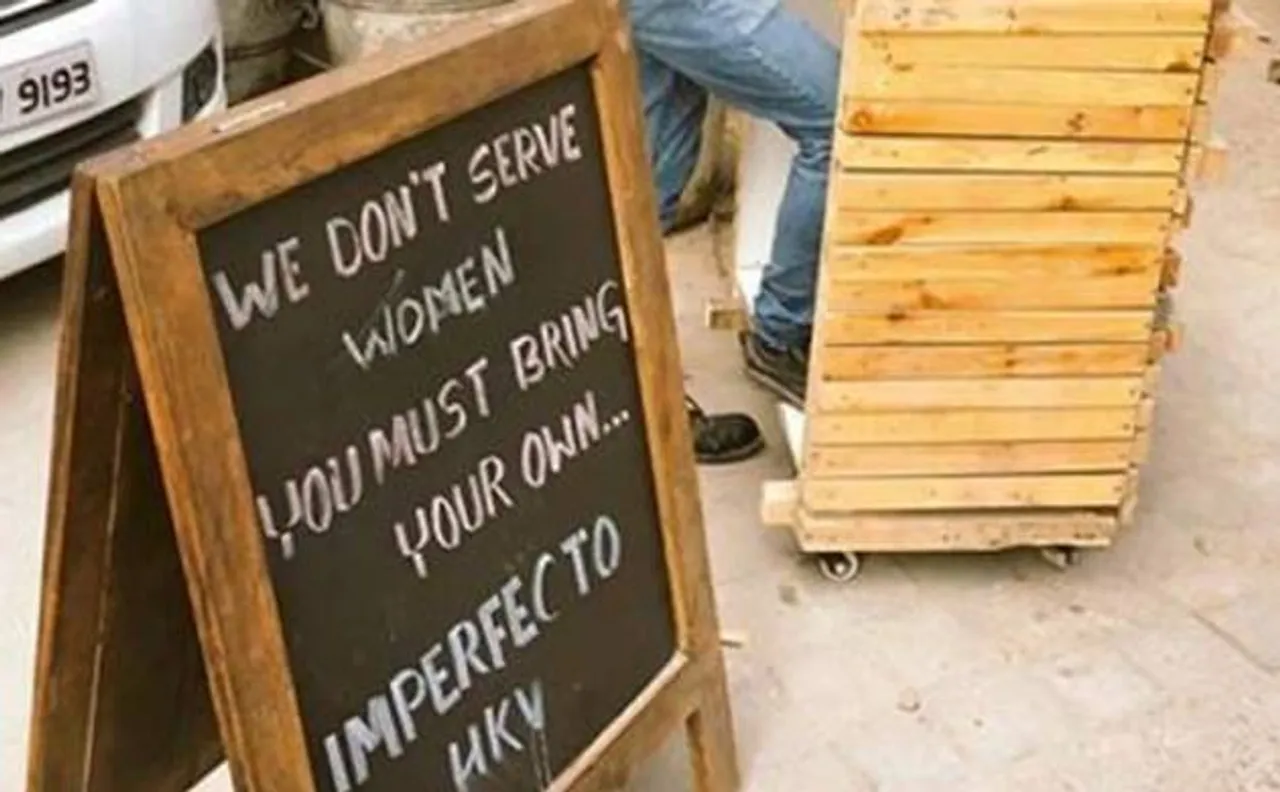 This restaurant faces backlash for its sexist signboard calling it 'light humour'