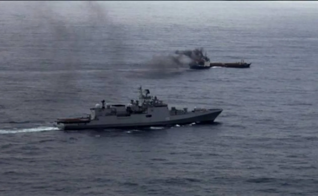 Merchant vessel INS Trikand continues to list