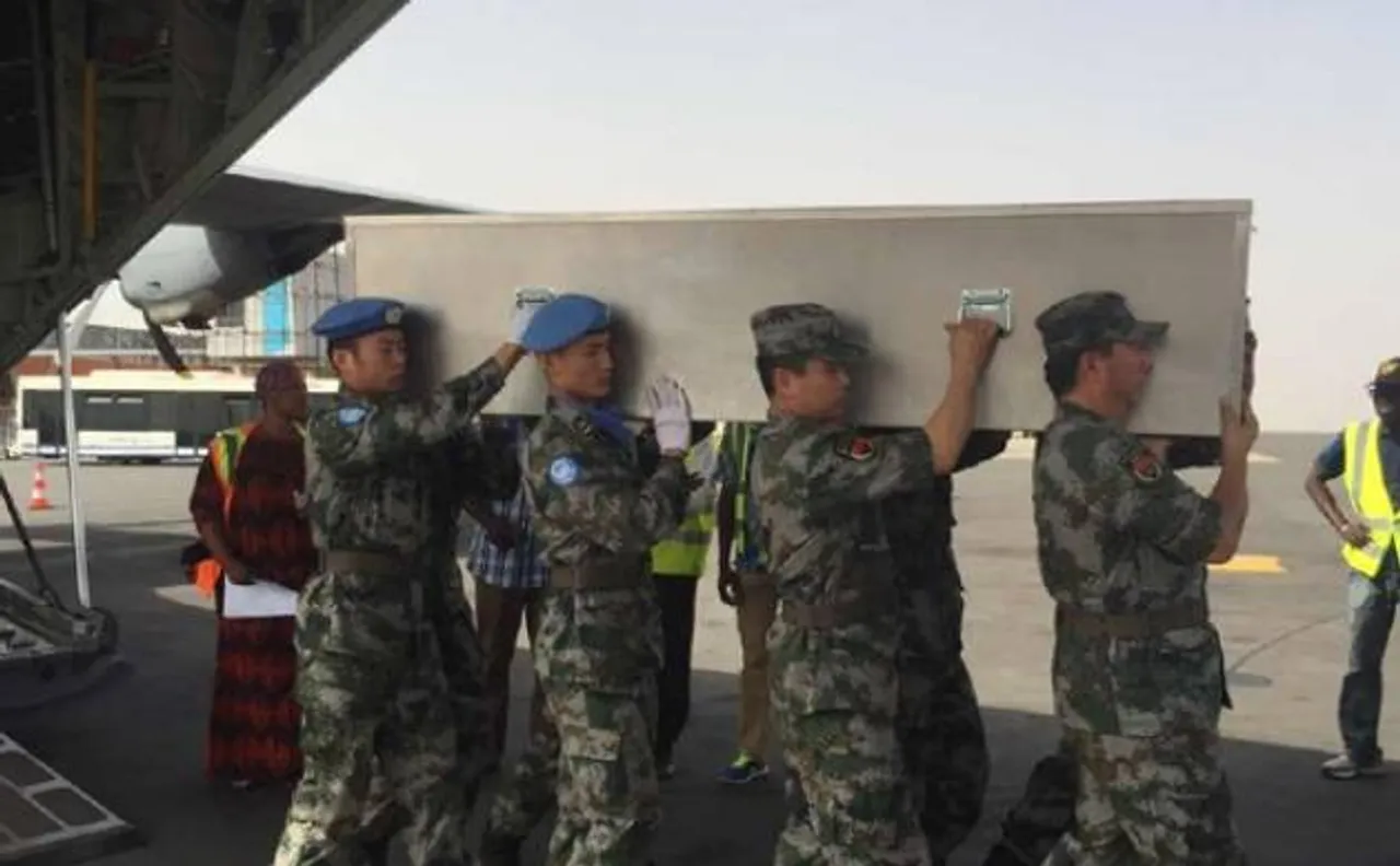 Chinese UN peacekeeper's body brought home from Mali
