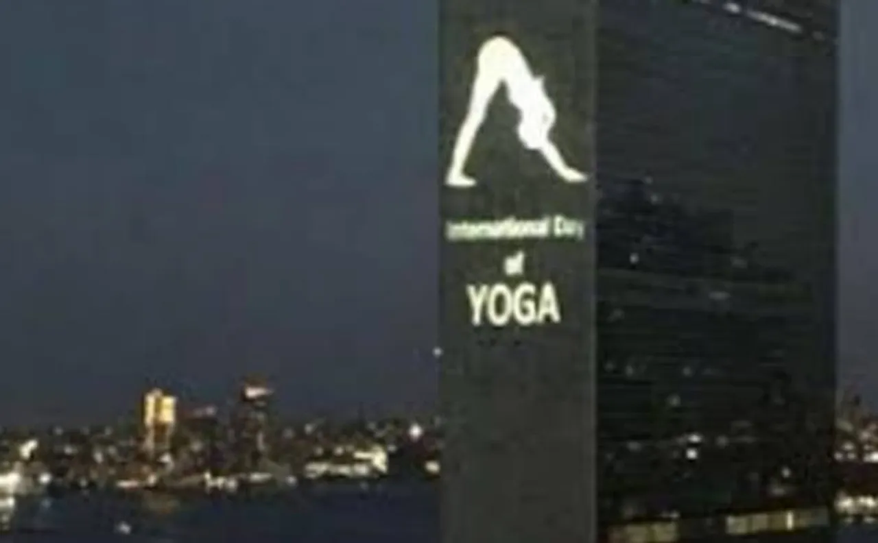UN headquarters lit up ahead of the International Yoga Day