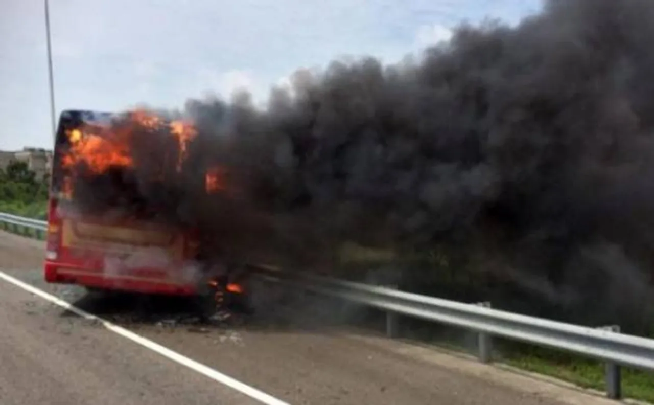 Taiwan bus crash: 26 people killed as tourist bus bursts into flames
