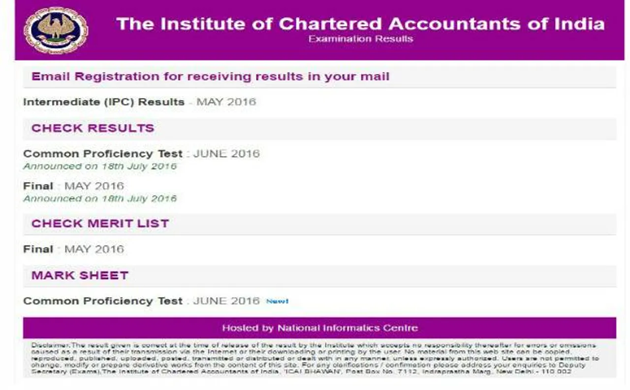 CA IPCC Results 2016 to be announced today at 4 PM @ caresults.nic.in