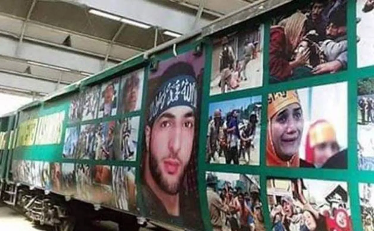 Pakistan pastes terrorists Burhan Wani's poster on 'Azadi Express' train