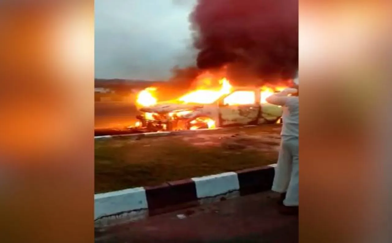 Caught on Camera: Car turns into fireball in Gujarat, couple burnt alive