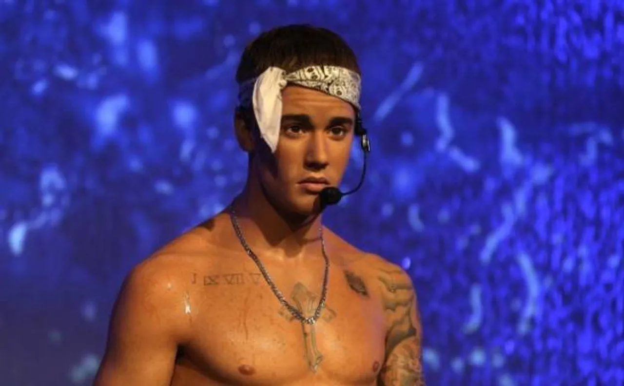  Pop star Justin Bieber's new shirtless wax figure at Madame Tussauds London unveiled