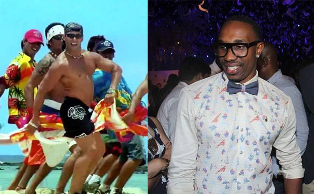 West Indies cricketer Dwayne Bravo imitates Salman Khan's towel dance from the movie 'Mujhse Shaadi Karogi'