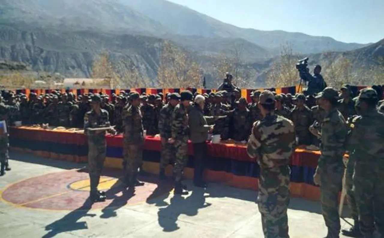 PM Modi celebrates Diwali with ITBP, Indian Army and Dogra Scouts in Sumdo, Kinnaur district of Himachal Pradesh
