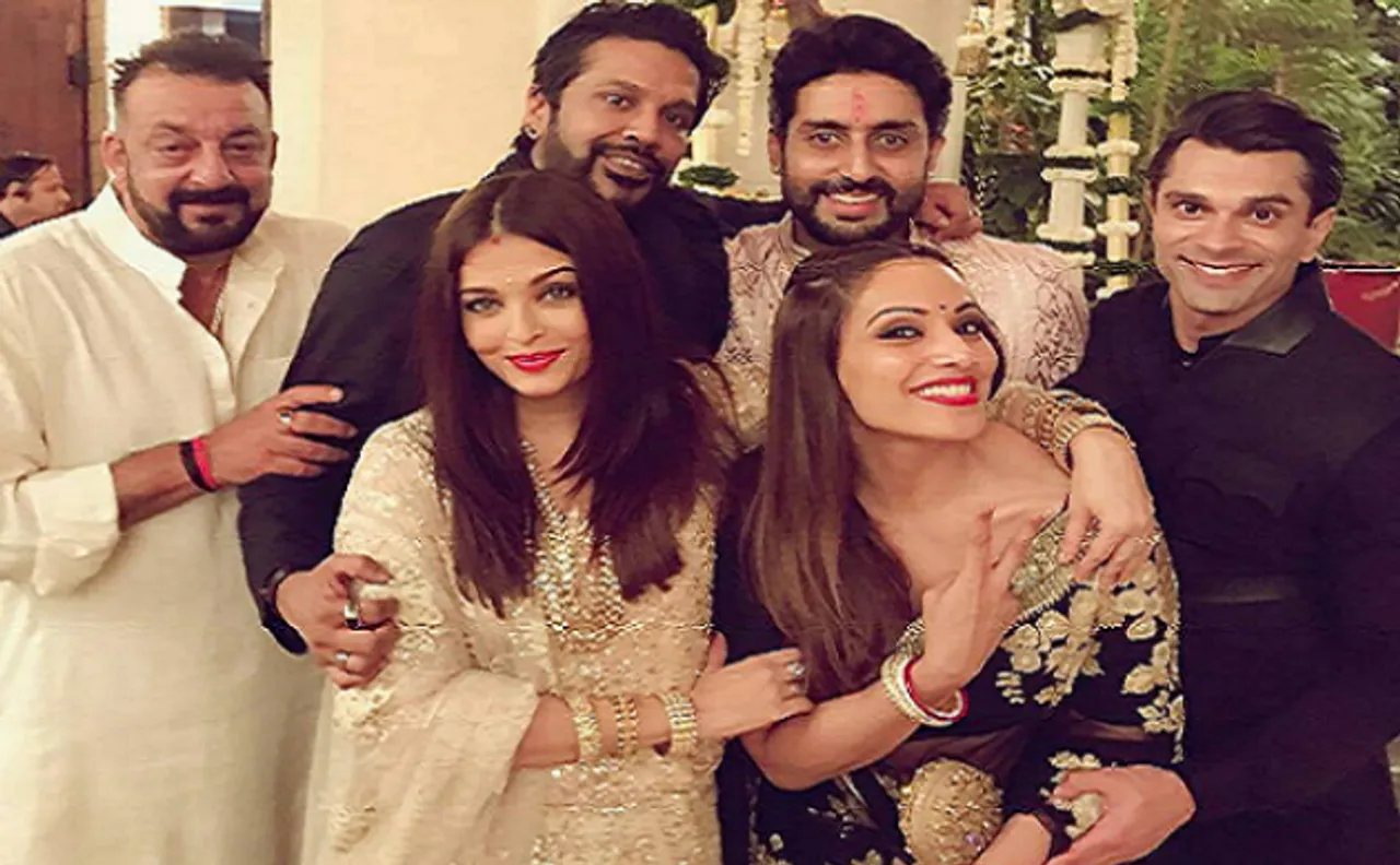 Bollywood stars celebrate Diwali at Big B's residence Jalsa